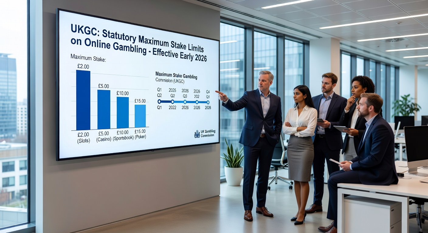 Graph illustrating rising tax rates on online gaming revenue with slot icons and regulatory stamps