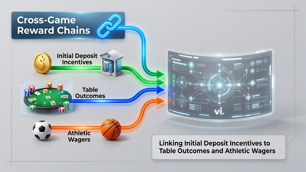 Flow diagram of mobile payments connecting slot incentives to table games and sports betting rewards
