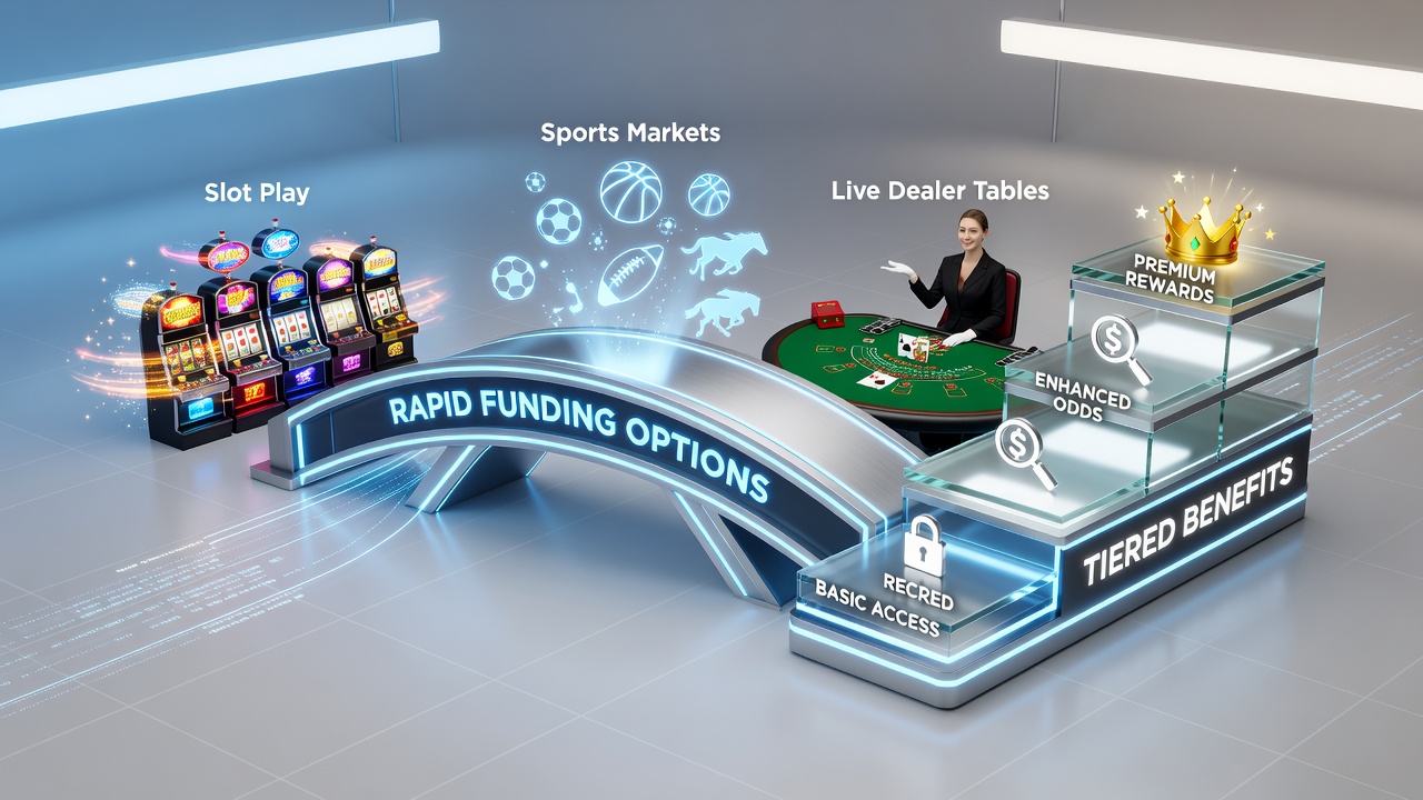 Cross-game momentum through instant deposits and tiered rewards