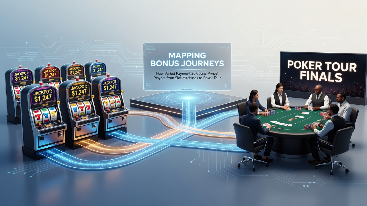 Smartphone screen displaying a unified bonus wallet moving credits between slot, poker, and sports betting sections