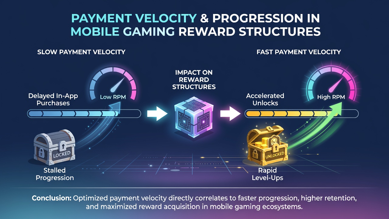 Infographic displaying payment velocity metrics alongside player progression graphs in a mobile gaming dashboard
