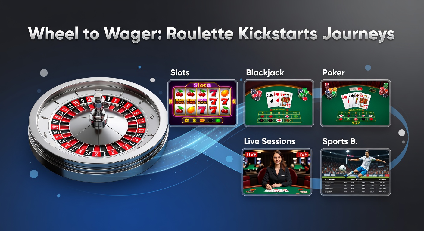 Mobile casino dashboard illustrating roulette progression to live poker, sports betting odds, and VIP invitation screens